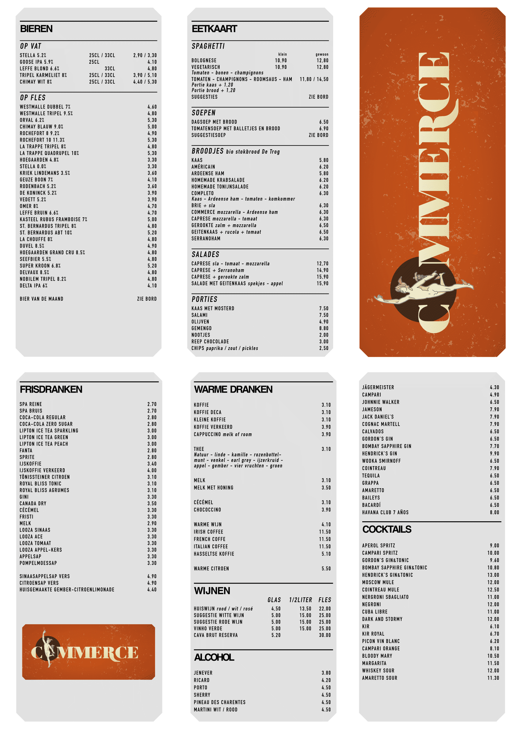 menu kaart